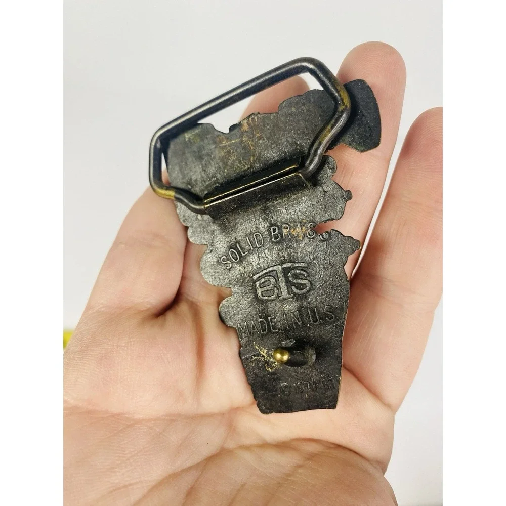 Brass Belt Buckle 1978 BTS Solid Brass‎ Train Locomotive Buckle USA 2.75